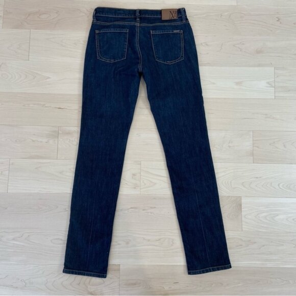 Mango jeans Donna dark blue stretch denim brown stitches straight leg mid rise 8 - Picture 3 of 10
